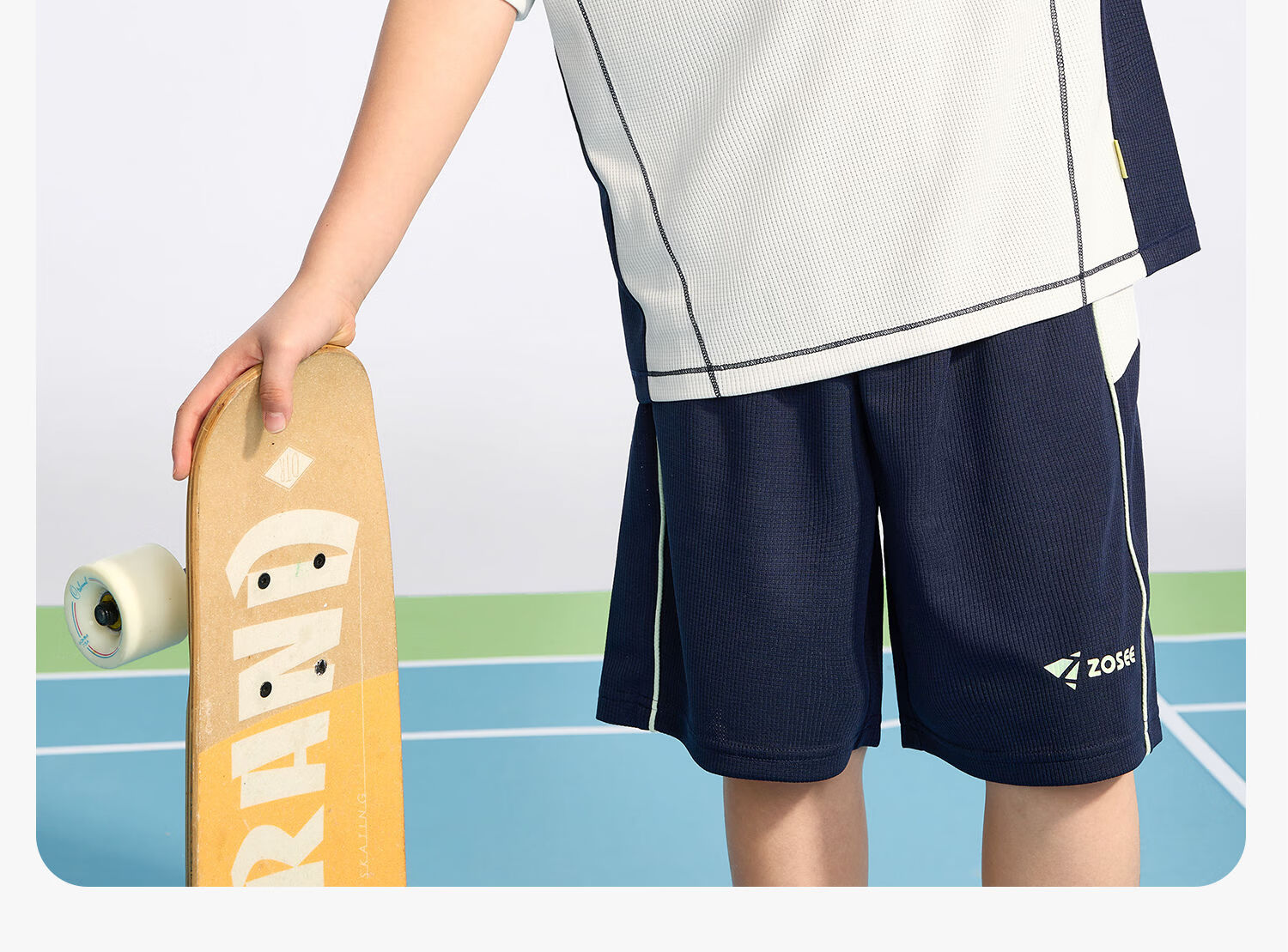 Zuo Xi Boys Short Sleeve Set 2026 Summer Kids Sports Jersey Original Yarn Quick-Dry Mesh Breathable White 130 30